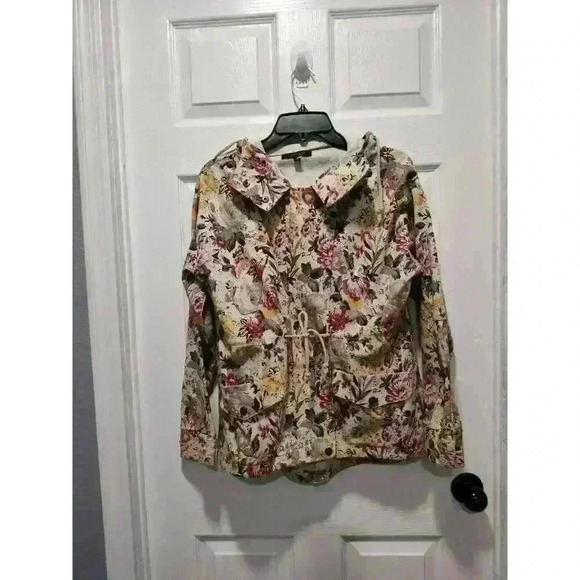 Margot Floral Hooded Full Zip Snap Button Coat Jacket With Pockets Size XSMALL - Picture 16 of 16